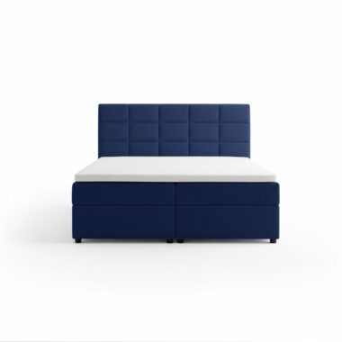 Łóżko kontynentalne Eris z pojemnikami na pościel granatowy welur