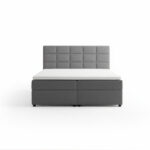 Łóżko kontynentalne Eris z pojemnikami na pościel szary welur