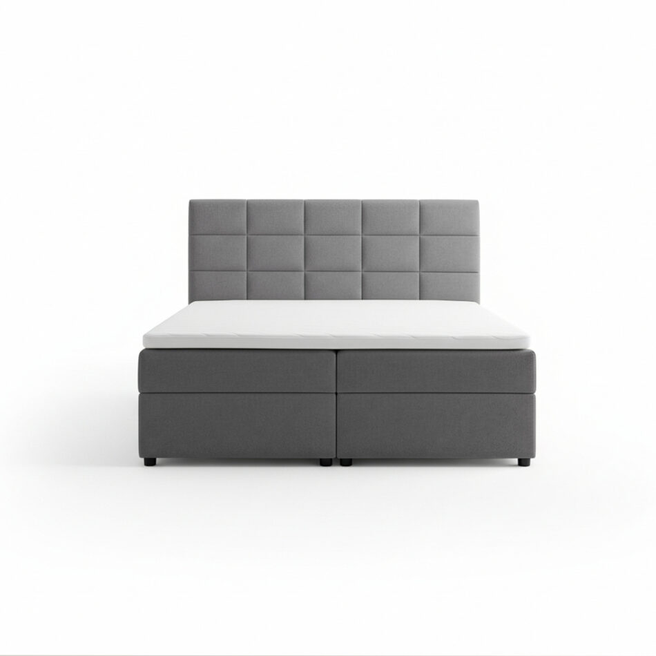 Łóżko kontynentalne Eris z pojemnikami na pościel szary welur