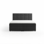 Łóżko kontynentalne Eris z pojemnikami na pościel grafitowy welur