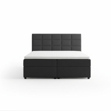 Łóżko kontynentalne Eris z pojemnikami na pościel grafitowy welur