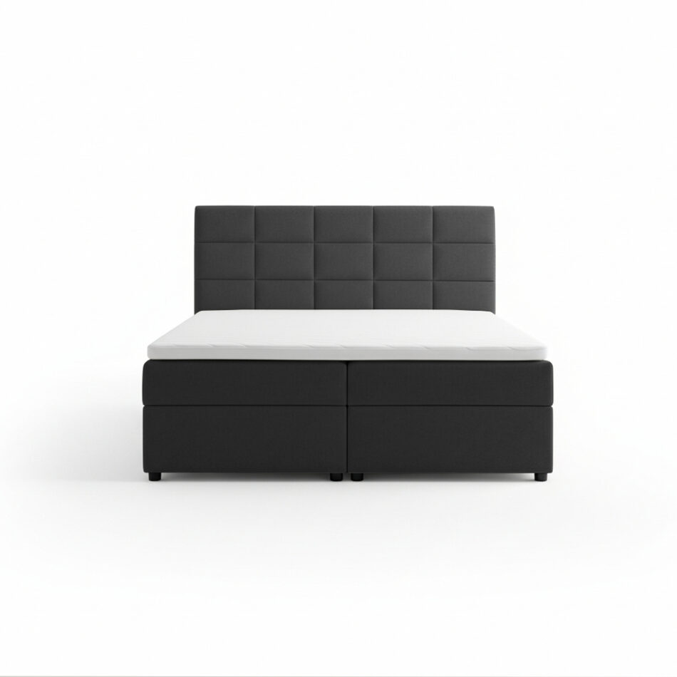 Łóżko kontynentalne Eris z pojemnikami na pościel grafitowy welur