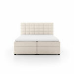 Łóżko kontynentalne Mio z tapicerowanym zagłówkiem kremowy welur