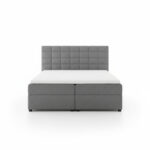 Łóżko kontynentalne Mio z tapicerowanym zagłówkiem szary welur