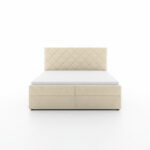 Łóżko kontynentalne Zori z pojemnikami na pościel kremowy welur