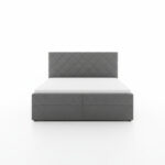 Łóżko kontynentalne Zori z pojemnikami na pościel szary welur