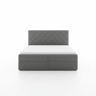 Łóżko kontynentalne Zori z pojemnikami na pościel szary welur