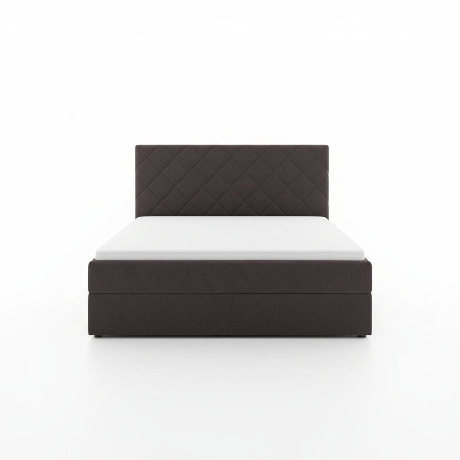 Łóżko kontynentalne Zori z pojemnikami na pościel grafitowy welur