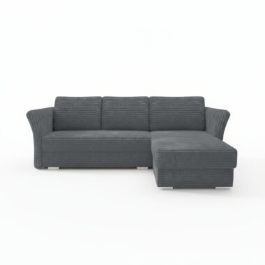 Narożnik z funkcją spania Merino uniwersalny L-kształtny z pojemnikiem na pościel szary sztruks