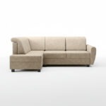 Narożnik z funkcją spania Milo lewy L-kształtny z pojemnikiem na pościel beżowa plecionka