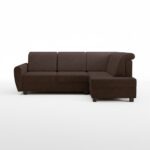 Narożnik z funkcją spania Milo prawy L-kształtny z pojemnikiem na pościel brązowa plecionka