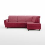 Narożnik z funkcją spania Milo prawy L-kształtny z pojemnikiem na pościel bordowa plecionka