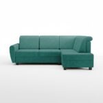 Narożnik z funkcją spania Milo prawy L-kształtny z pojemnikiem na pościel turkusowa plecionka