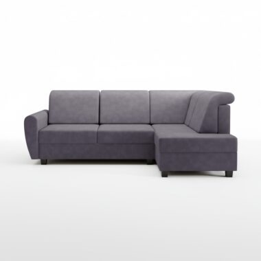 Narożnik z funkcją spania Milo prawy L-kształtny z pojemnikiem na pościel szara plecionka