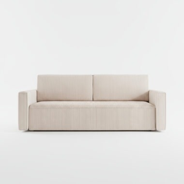 Kanapa z funkcją spania Mimir z pojemnikiem na pościel kremowy sztruks