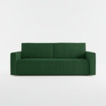 Kanapa z funkcją spania Mimir z pojemnikiem na pościel butelkowa zieleń sztruks