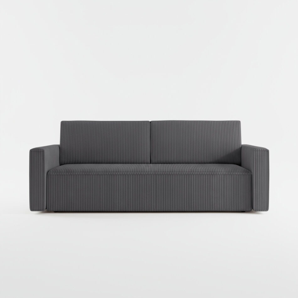 Kanapa z funkcją spania Mimir z pojemnikiem na pościel grafitowy sztruks