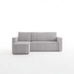 Narożnik z funkcją spania Mimir uniwersalny L-kształtny z pojemnikiem na pościel szary sztruks