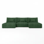 Narożnik z funkcją spania Modulo U-kształtny z pojemnikiem na pościel butelkowa zieleń sztruks