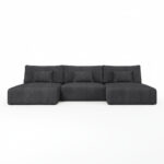 Narożnik z funkcją spania Modulo U-kształtny z pojemnikiem na pościel grafitowy sztruks