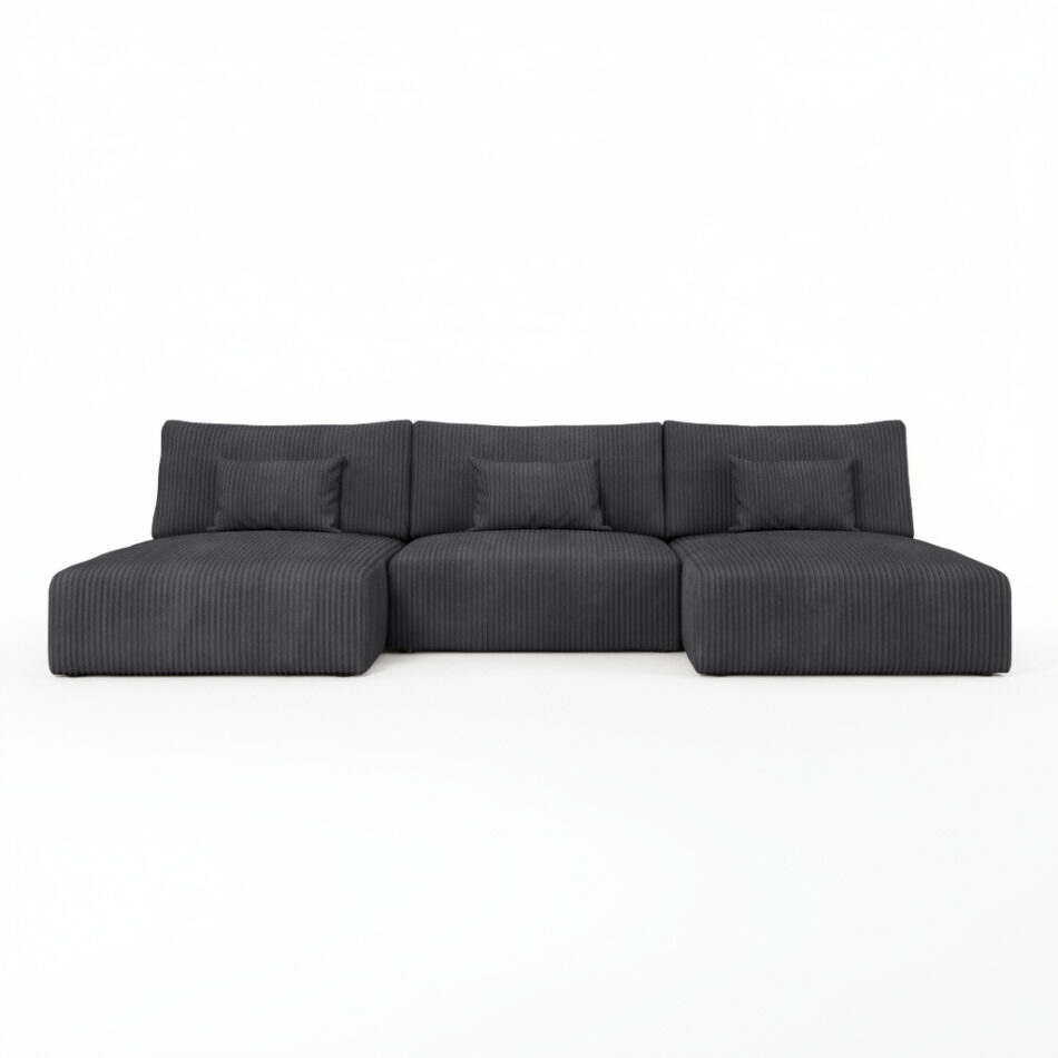 Narożnik z funkcją spania Modulo U-kształtny z pojemnikiem na pościel grafitowy sztruks