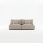 Kanapa z funkcją spania Modulo z pojemnikiem na pościel beżowy sztruks