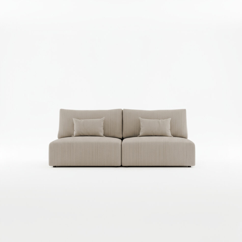 Kanapa z funkcją spania Modulo z pojemnikiem na pościel beżowy sztruks