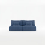 Kanapa z funkcją spania Modulo z pojemnikiem na pościel granatowy sztruks
