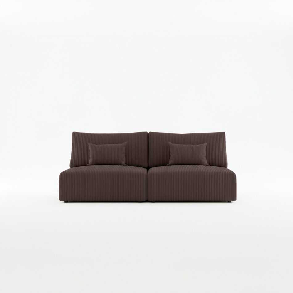 Kanapa z funkcją spania Modulo z pojemnikiem na pościel brązowy sztruks