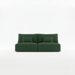 Kanapa z funkcją spania Modulo z pojemnikiem na pościel butelkowa zieleń sztruks