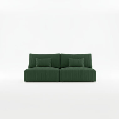 Kanapa z funkcją spania Modulo z pojemnikiem na pościel butelkowa zieleń sztruks