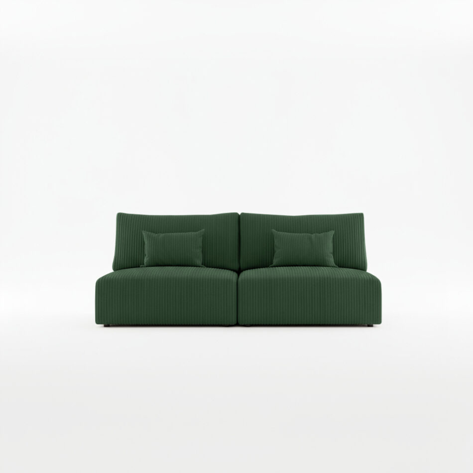 Kanapa z funkcją spania Modulo z pojemnikiem na pościel butelkowa zieleń sztruks