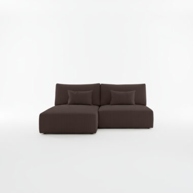 Narożnik z funkcją spania Modulo uniwersalny L-kształtny z pojemnikiem na pościel brązowy sztruks