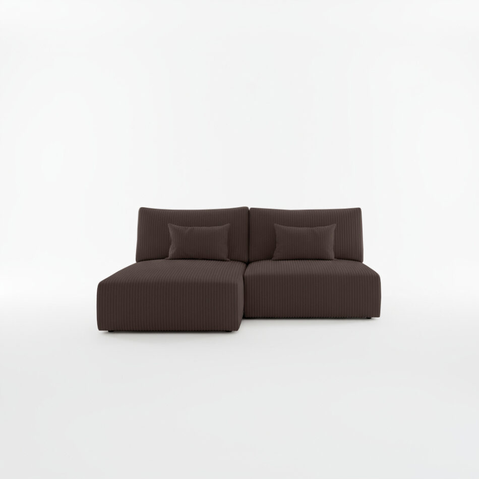 Narożnik z funkcją spania Modulo uniwersalny L-kształtny z pojemnikiem na pościel brązowy sztruks