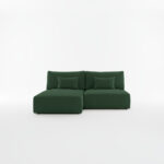 Narożnik z funkcją spania Modulo uniwersalny L-kształtny z pojemnikiem na pościel butelkowa zieleń sztruks