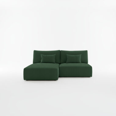 Narożnik z funkcją spania Modulo uniwersalny L-kształtny z pojemnikiem na pościel butelkowa zieleń sztruks