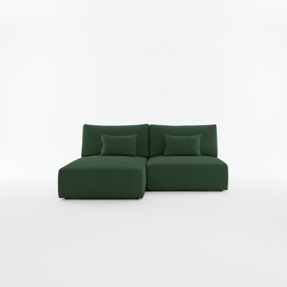 Narożnik z funkcją spania Modulo uniwersalny L-kształtny z pojemnikiem na pościel butelkowa zieleń sztruks