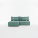 Narożnik z funkcją spania Modulo uniwersalny L-kształtny z pojemnikiem na pościel turkusowy sztruks