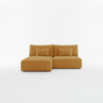 Narożnik z funkcją spania Modulo uniwersalny L-kształtny z pojemnikiem na pościel musztardowy sztruks