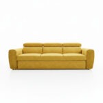 Kanapa z funkcją spania Napoli z regulowanymi zagłówkami żółty szenil