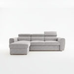 Narożnik z funkcją spania Napoli lewy L-kształtny z pojemnikiem na pościel szary szenil