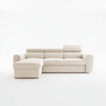 Narożnik z funkcją spania Napoli uniwersalny L-kształtny z pojemnikiem na pościel kremowy szenil