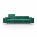 Kanapa z funkcją spania Norberg z regulowanymi zagłówkami butelkowa zieleń welur