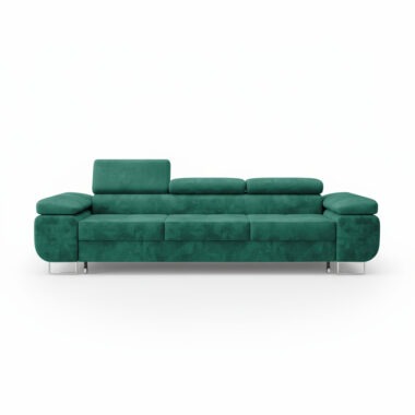 Kanapa z funkcją spania Norberg z regulowanymi zagłówkami butelkowa zieleń welur