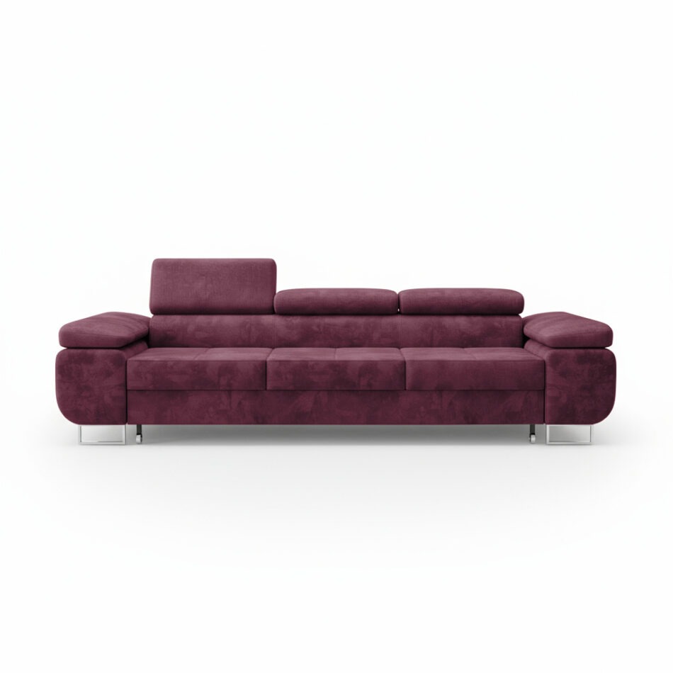 Kanapa z funkcją spania Norberg z regulowanymi zagłówkami bordowy welur