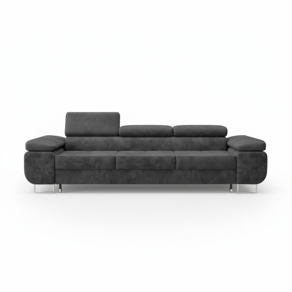 Kanapa z funkcją spania Norberg z regulowanymi zagłówkami grafitowy welur