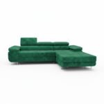 Narożnik z funkcją spania Norberg prawy L-kształtny z regulowanymi zagłówkami butelkowa zieleń welur