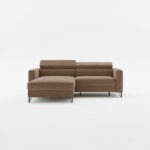 Narożnik z funkcją spania Otino uniwersalny L-kształtny z regulowanymi zagłówkami jasnobrązowa plecionka