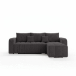 Narożnik z funkcją spania Pufetto uniwersalny L-kształtny z pojemnikiem na pościel grafitowy sztruks