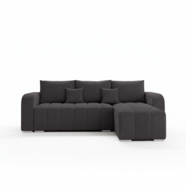 Narożnik z funkcją spania Pufetto uniwersalny L-kształtny z pojemnikiem na pościel grafitowy sztruks